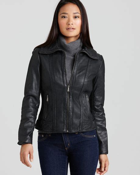 michael kors black leather scuba jacket